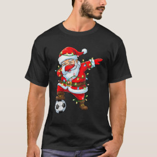 Dabbing Santa Xmas Lights Soccer Christmas Women M T-Shirt