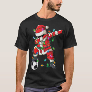 Dabbing Santa Xmas Lights Soccer Christmas Women T-Shirt
