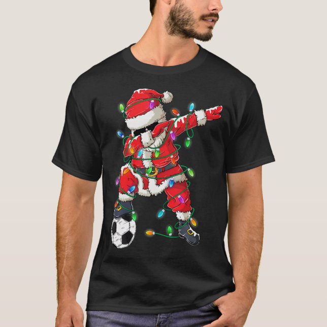 Dabbing Santa Xmas Lights Soccer Christmas Women T-Shirt (Front)