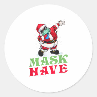 Dabbing Santa XMas Wearing Mask Christmas Gi Classic Round Sticker