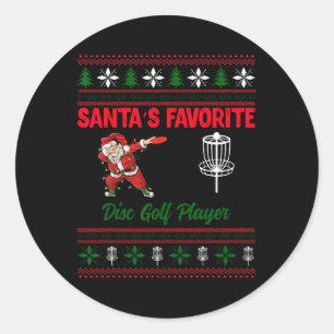 Dabbing Santa's Favourite Disc Golf Player Christm Classic Round Sticker