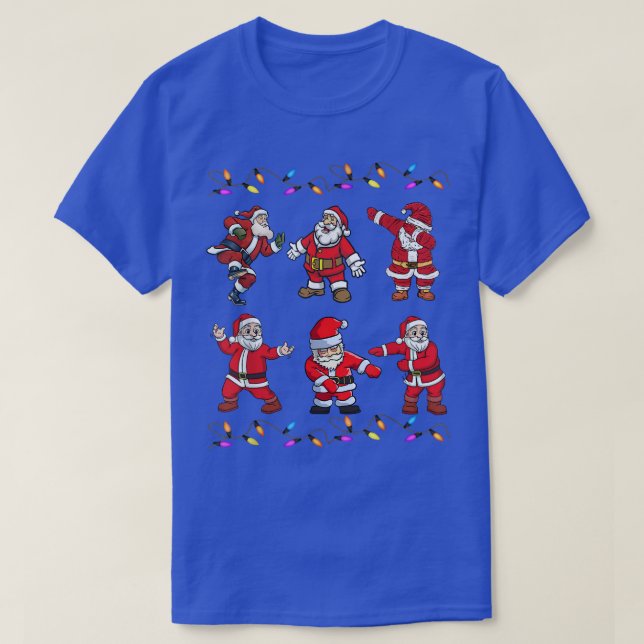 Dabbing Santas  for Boys Girls Christmas Lights  T-Shirt (Design Front)