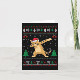 Dabbing Savannah Cat Santa Hat Boys Girls Kids Chr Card