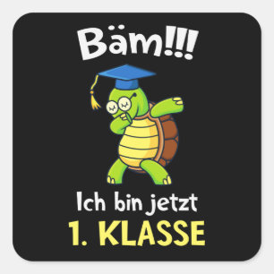 Dabbing Schildkröte 1. Klasee Schulanfang Kinder Square Sticker