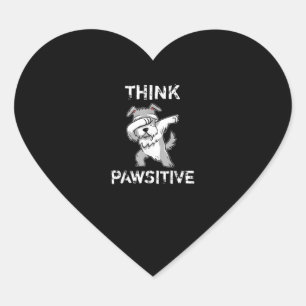 Dabbing schnauzer dog think pawsitive inspiration heart sticker