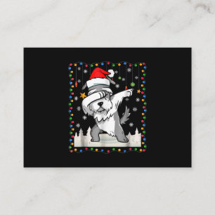 Dabbing Schnauzer Santa Light Christmas Business Card