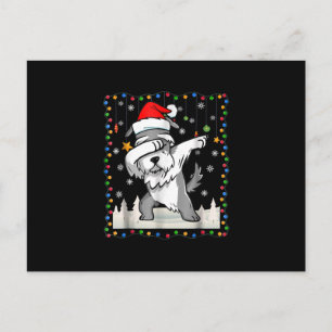 dabbing schnauzer santa light christmas postcard