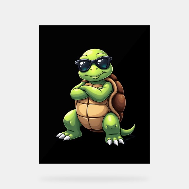 Dabbing Sea Turtle Animal Lover Save The Turtles ( Acrylic Sign (Front)