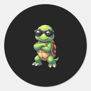 Dabbing Sea Turtle Animal Lover Save The Turtles ( Classic Round Sticker