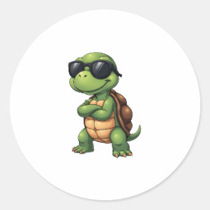 Dabbing Sea Turtle Animal Lover Save The Turtles ( Classic Round Sticker