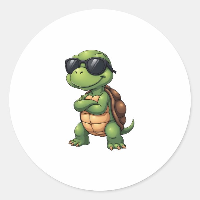 Dabbing Sea Turtle Animal Lover Save The Turtles ( Classic Round Sticker (Front)
