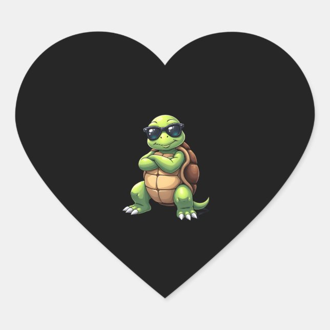 Dabbing Sea Turtle Animal Lover Save The Turtles ( Heart Sticker (Front)