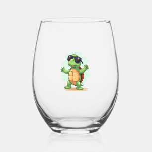 Dabbing Sea Turtle Animal Lover Save The Turtles T Stemless Wine Glass
