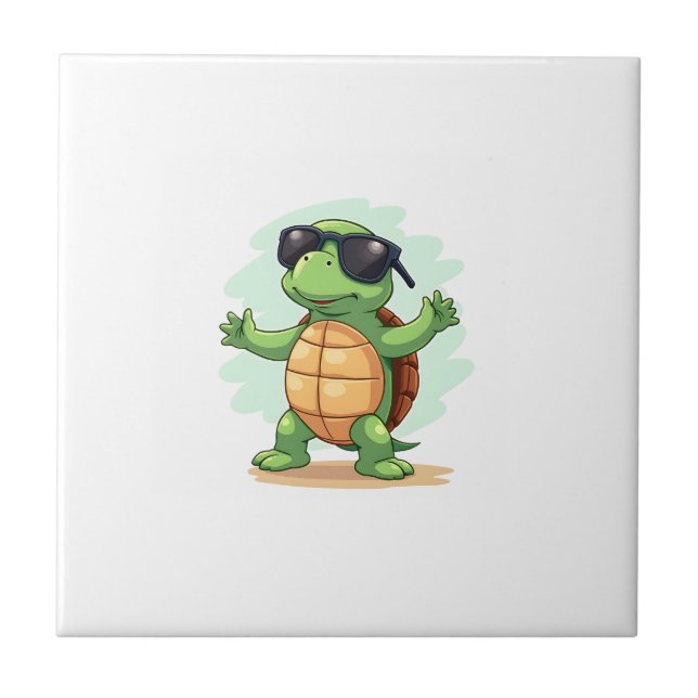 Dabbing Sea Turtle Animal Lover Save The Turtles T Tile (Front)