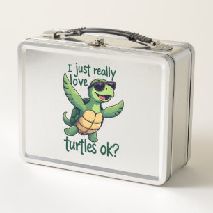Dabbing Sea Turtle I Just Really Love Turtles Ok_ Metal Lunch Box