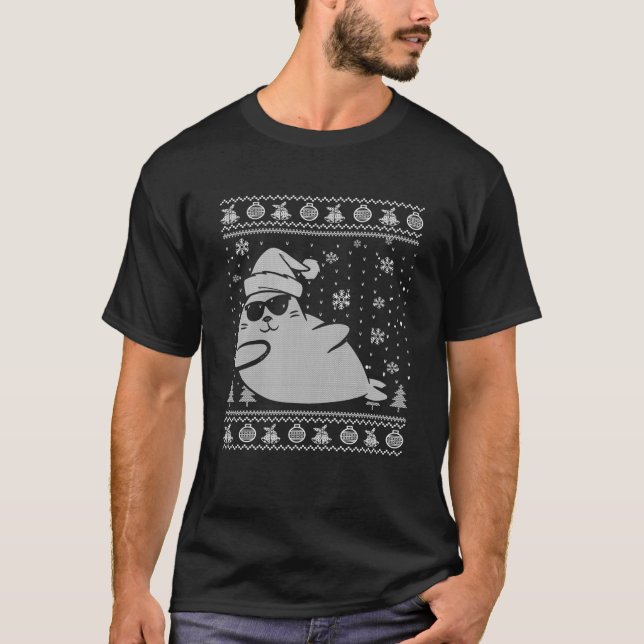 Dabbing Seal Dancing Cute Seals Santa Funny Ugly C T-Shirt (Front)