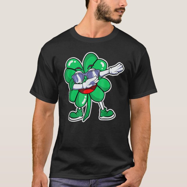 Dabbing Shamrock C Sunglasses Love St Patricks Day T-Shirt (Front)