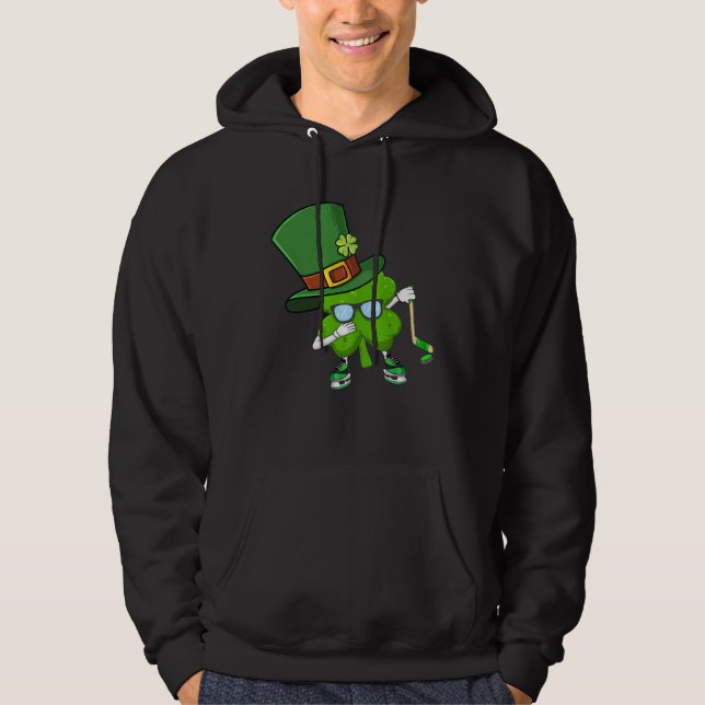 Dabbing Shamrock HOCKEY St Patricks Day Men Women  Hoodie (Front)