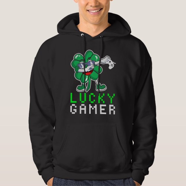 Dabbing Shamrock St Paddy's Day Video Gaming Quote Hoodie (Front)