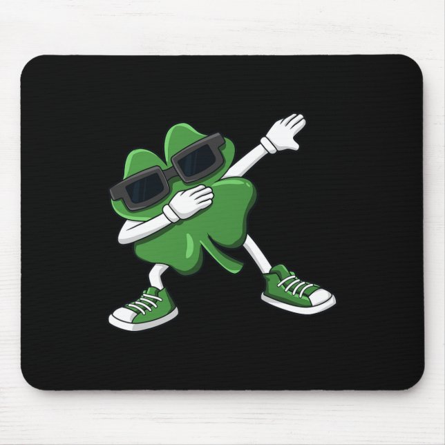 Dabbing Shamrock St Patrick's Day Fun Boys Girls K Mouse Mat (Front)