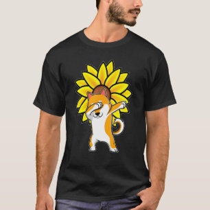 Dabbing Shiba Akita Inu Dog Sunflower Autism Aware T-Shirt