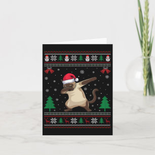 Dabbing Siamese Cat Santa Hat Boys Girls Kids Chri Card