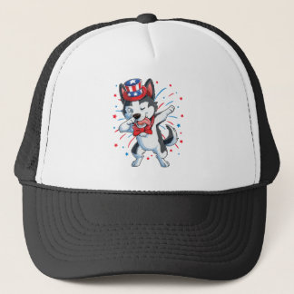 Dabbing Siberian Husky 4th of July Shirt Trucker Hat