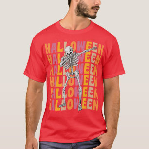 Dabbing Skeleton 70s 80s Retro Vintage Style Hallo T-Shirt