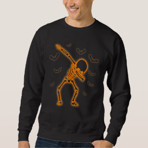 Dabbing Skeleton And Bats Glow Halloween Kids Sweatshirt