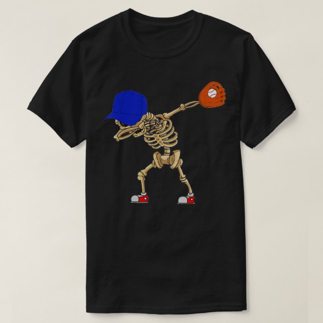 Dabbing Skeleton Baseball Funny Halloween Boys Kid T-Shirt (Design Front)