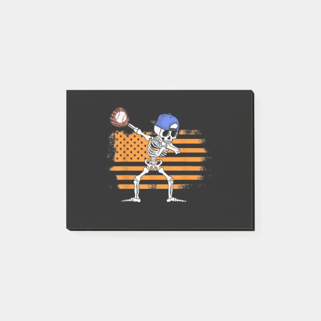 Dabbing Skeleton Baseball Funny Halloween Post-it Notes (Front)
