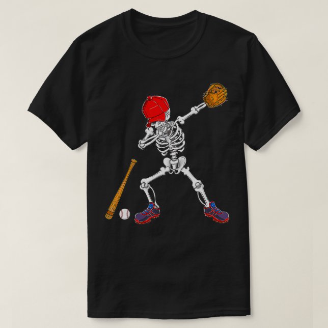 Dabbing Skeleton Baseball Halloween Costume Gift K T-Shirt (Design Front)