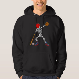 Dabbing Skeleton Baseball Halloween Costume Kids B Hoodie