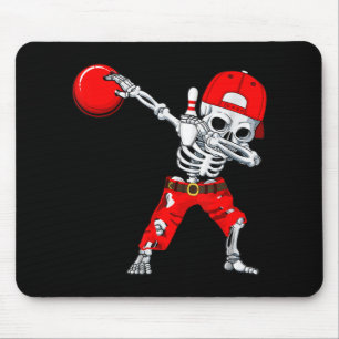 Dabbing Skeleton Bowling Fun Skull Halloween Costu Mouse Mat