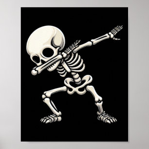 Dabbing Skeleton Boys Kids Men Funny Halloween Poster