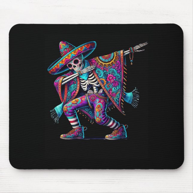 Dabbing skeleton cinco de mayo fiesta sombreros mouse mat (Front)