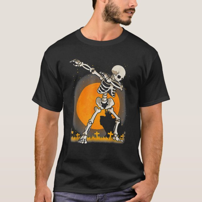 Dabbing Skeleton Costume Halloween For Boys Kids G T-Shirt (Front)