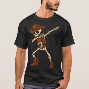 Dabbing Skeleton Cowboy Halloween Costume Boys Men T-Shirt