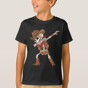 Dabbing Skeleton Cowboy Halloween Costume Boys Men T-Shirt
