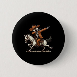 Dabbing Skeleton Cowboy Halloween Costume Kids Boy 6 Cm Round Badge