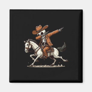 Dabbing Skeleton Cowboy Halloween Costume Kids Boy Magnet