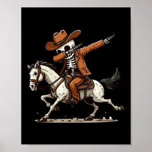 Dabbing Skeleton Cowboy Halloween Costume Kids Boy Poster