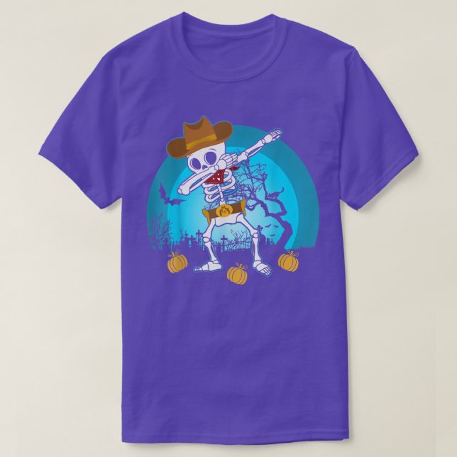 Dabbing Skeleton Cowboy Hat Funny  T-Shirt (Design Front)