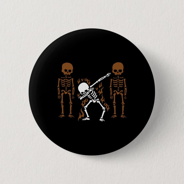 Dabbing Skeleton Dab Dance Halloween Gift  6 Cm Round Badge (Front)