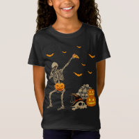 Dabbing Skeleton Eating Pizza Scary Pumpkins Skull