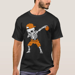 Dabbing Skeleton Funny Basketball Halloween Sport T-Shirt