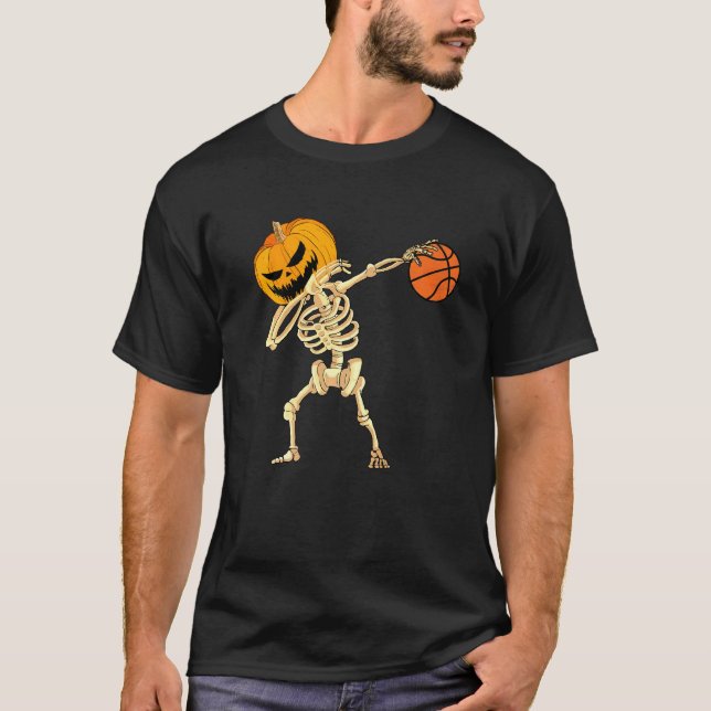 Dabbing Skeleton Halloween Costume Basketball Mum T-Shirt (Front)