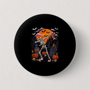 Dabbing skeleton halloween costume football player 6 cm round badge