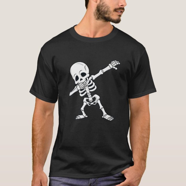 Dabbing Skeleton Halloween Funny Dab T-Shirt (Front)