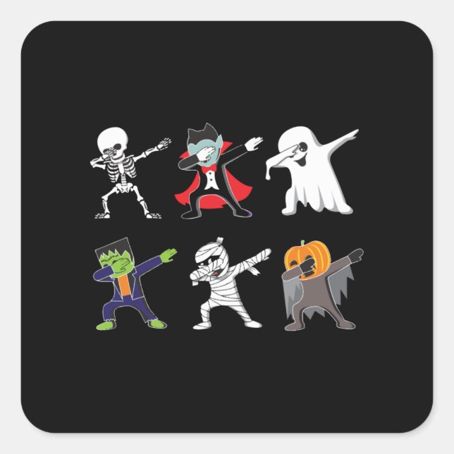 Dabbing Skeleton Halloween, Halloween, Dab boys Square Sticker (Front)